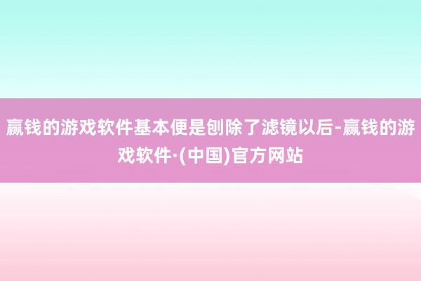 赢钱的游戏软件基本便是刨除了滤镜以后-赢钱的游戏软件·(中国)官方网站